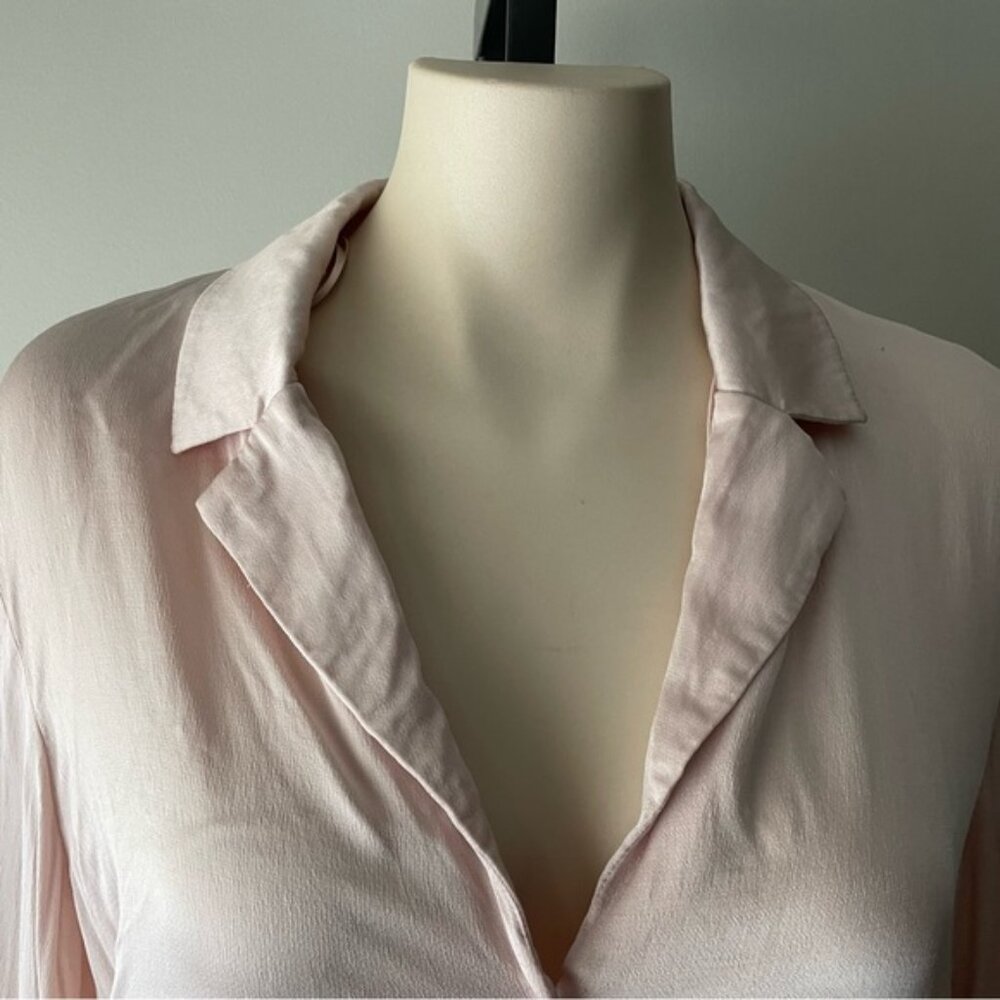 MNG Silky 100% Viscose Button Down Blouse Drapey Pink Size 10 Medium Large - Picture 5 of 9